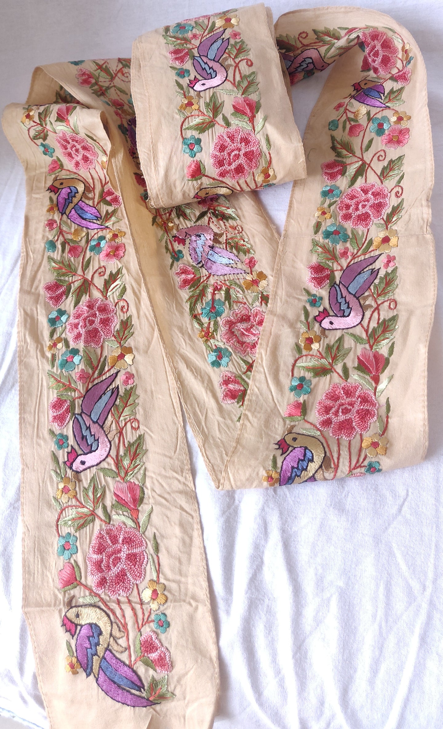 Beige hand embroidered parsi gara border